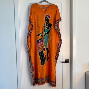 Orange African Print Cover Up